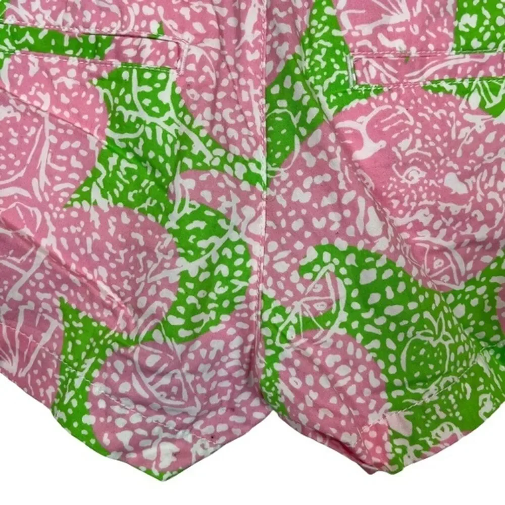 LILLY PULITZER Pink Green THE WALSH SHORT 100% Cotton Fruit Print Shorts sz 00
